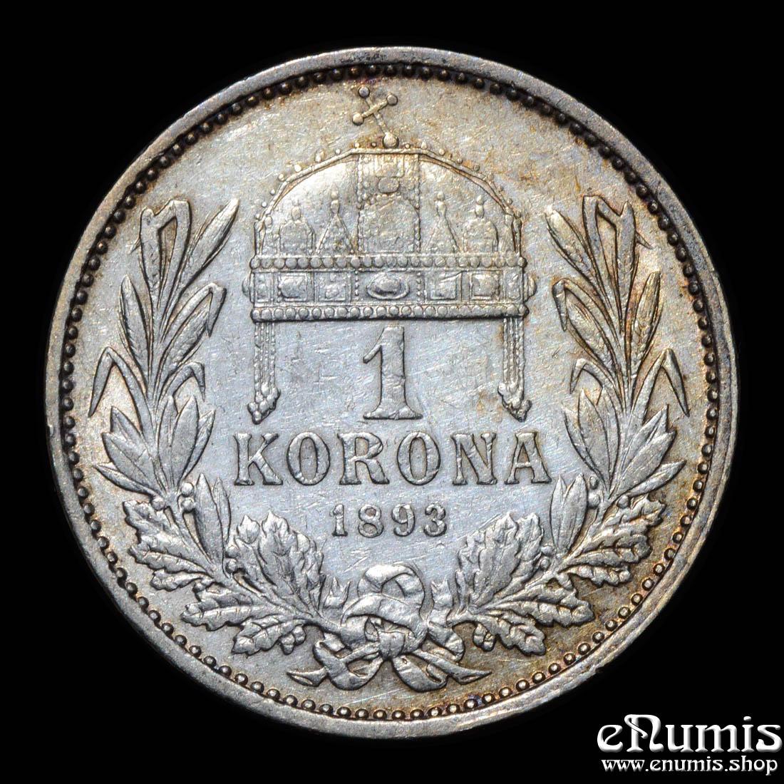 HUNGARY, Franz Joseph I, 1 Korona 1893, VF-XF