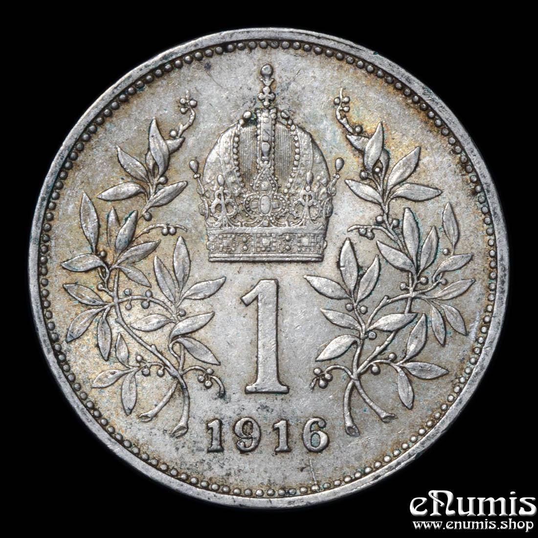 AUSTRIA, Franz Joseph I, 1 Corona 1916, aUNC
