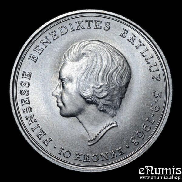 DENMARK, Frederick IX, 10 Kroner 1968, Wedding, UNC