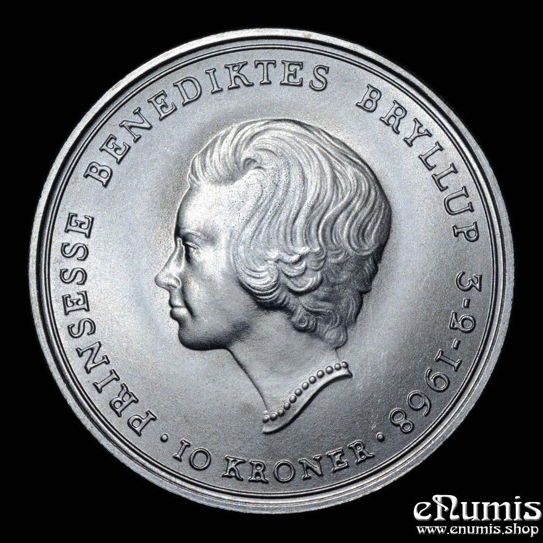 DENMARK, Frederick IX, 10 Kroner 1968, Wedding of Princess Benedikte, UNC