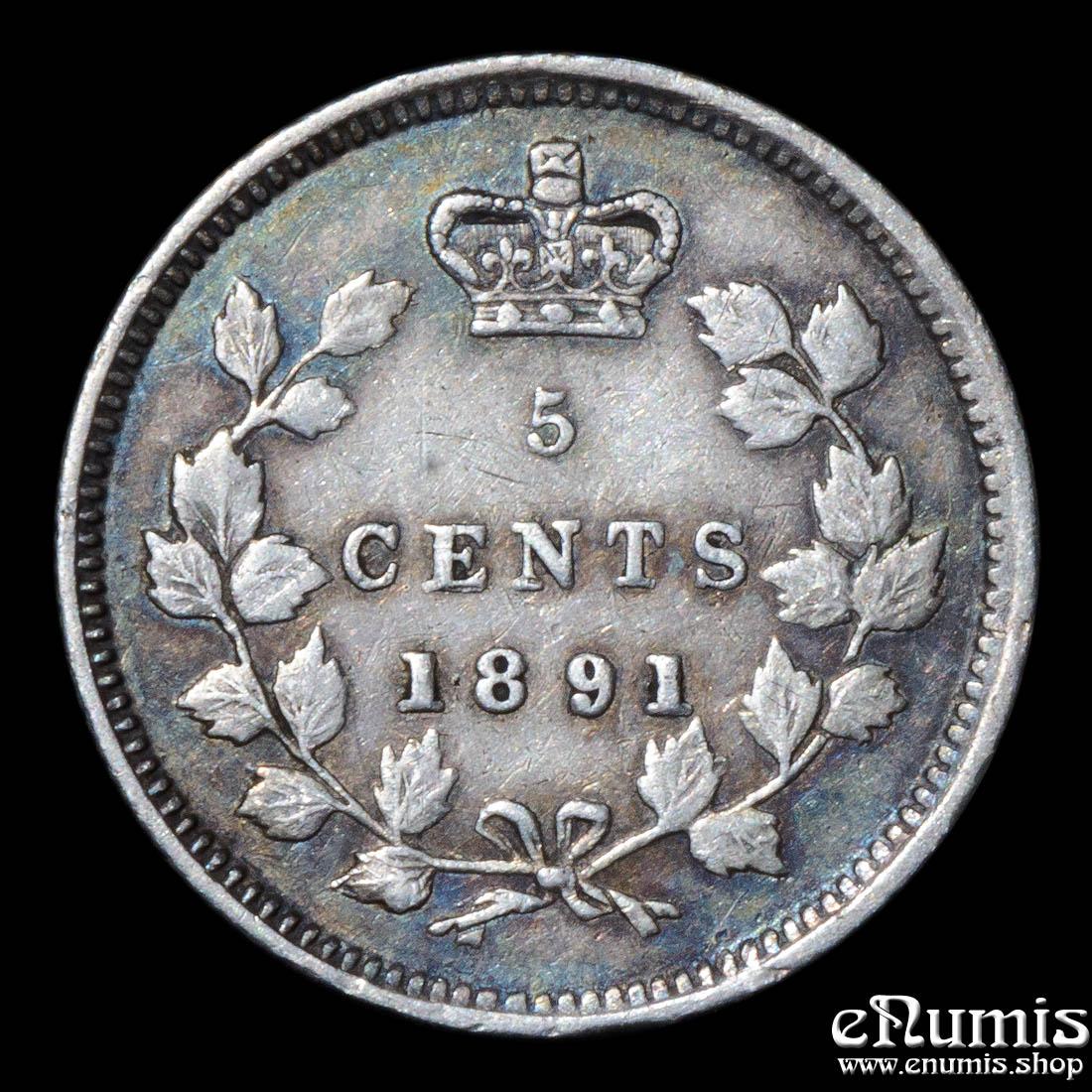 CANADA, Victoria, 5 Cents 1891, toned, aXF