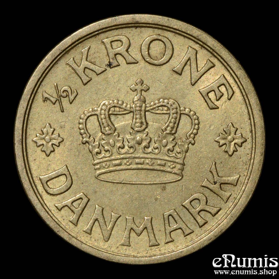 DENMARK, Christian X, 1/2 Krone 1940 N GJ, UNC