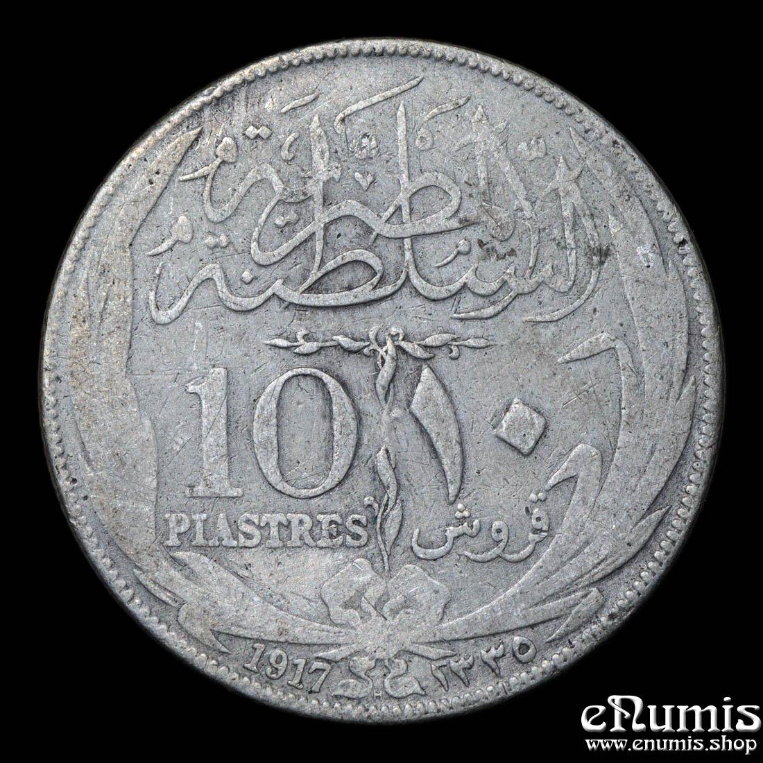 EGYPT, British Protectorate, Hussein Kamil, 10 Piastres 1917 H, VF EGYPT, British Protectorate, Hussein Kamil, 10 Piastres 1917 H, VF