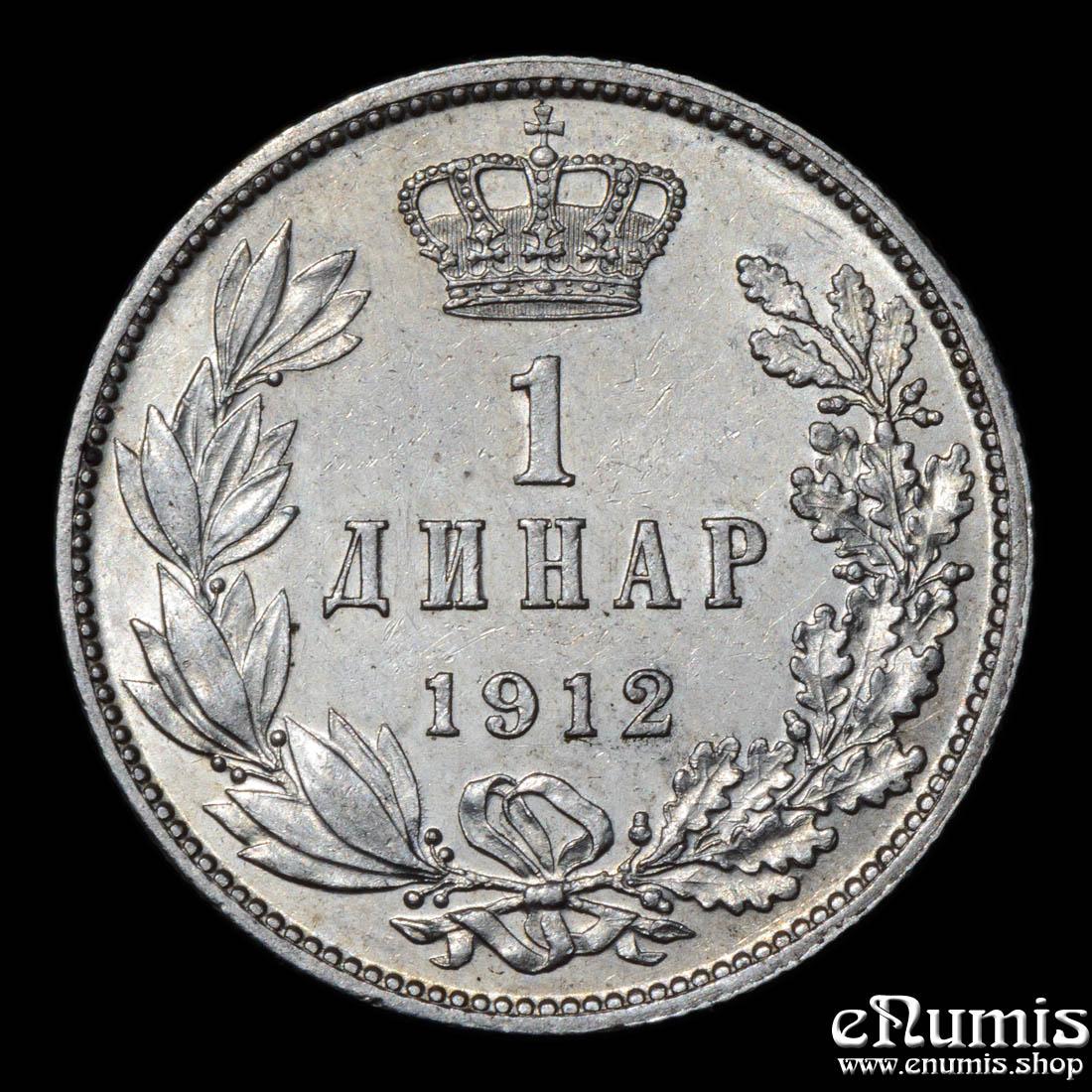 SERBIA, Peter I, 1 Dinar 1912, aUNC