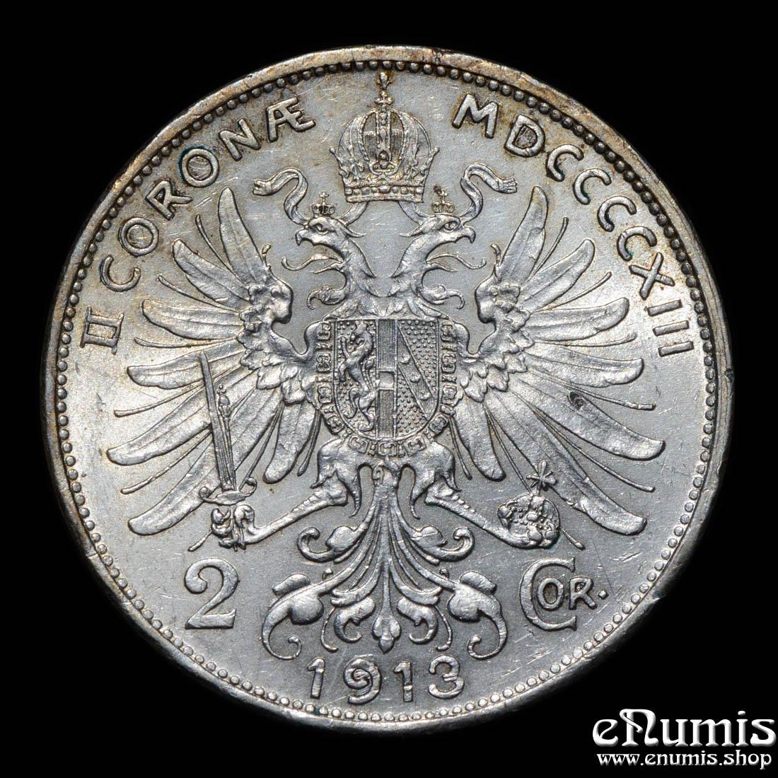 AUSTRIA, Franz Joseph I, 2 Corona 1913, XF-UNC