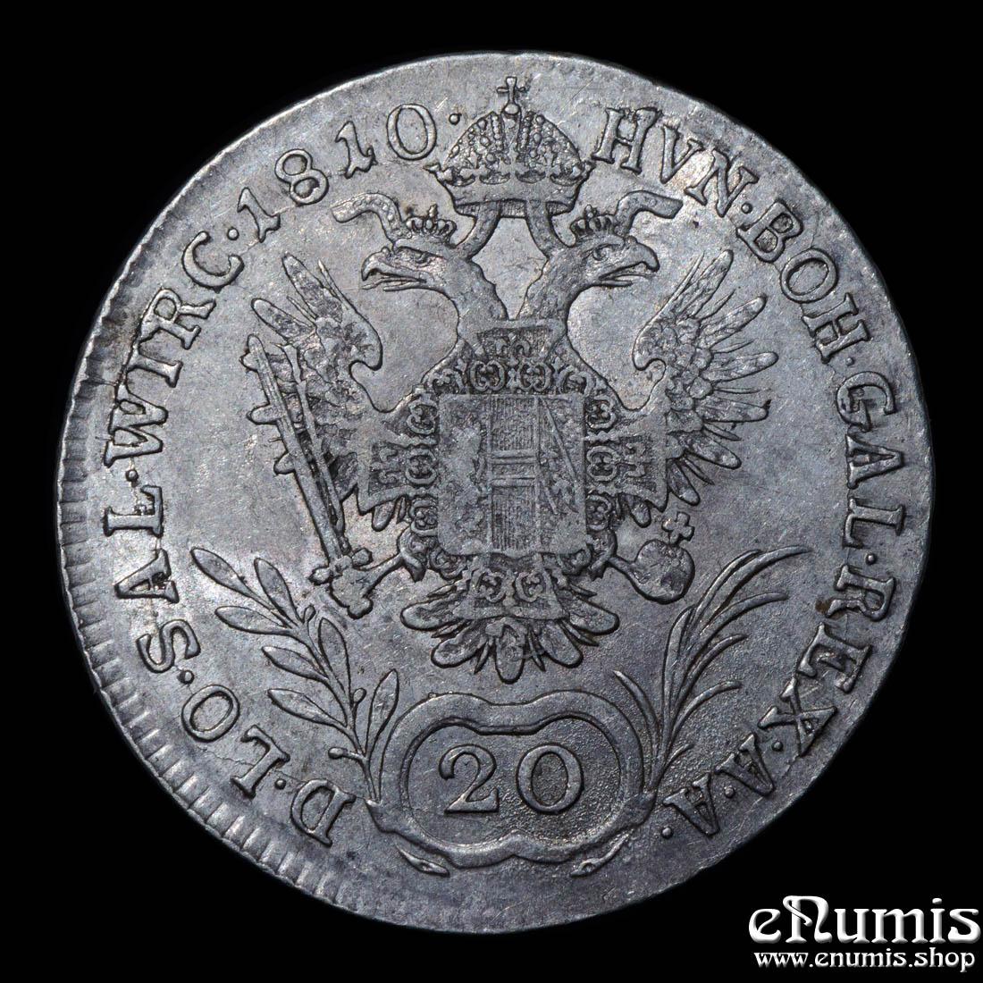 AUSTRIA, Franz I, 20 Kreuzer 1810 A, Vienna, XF