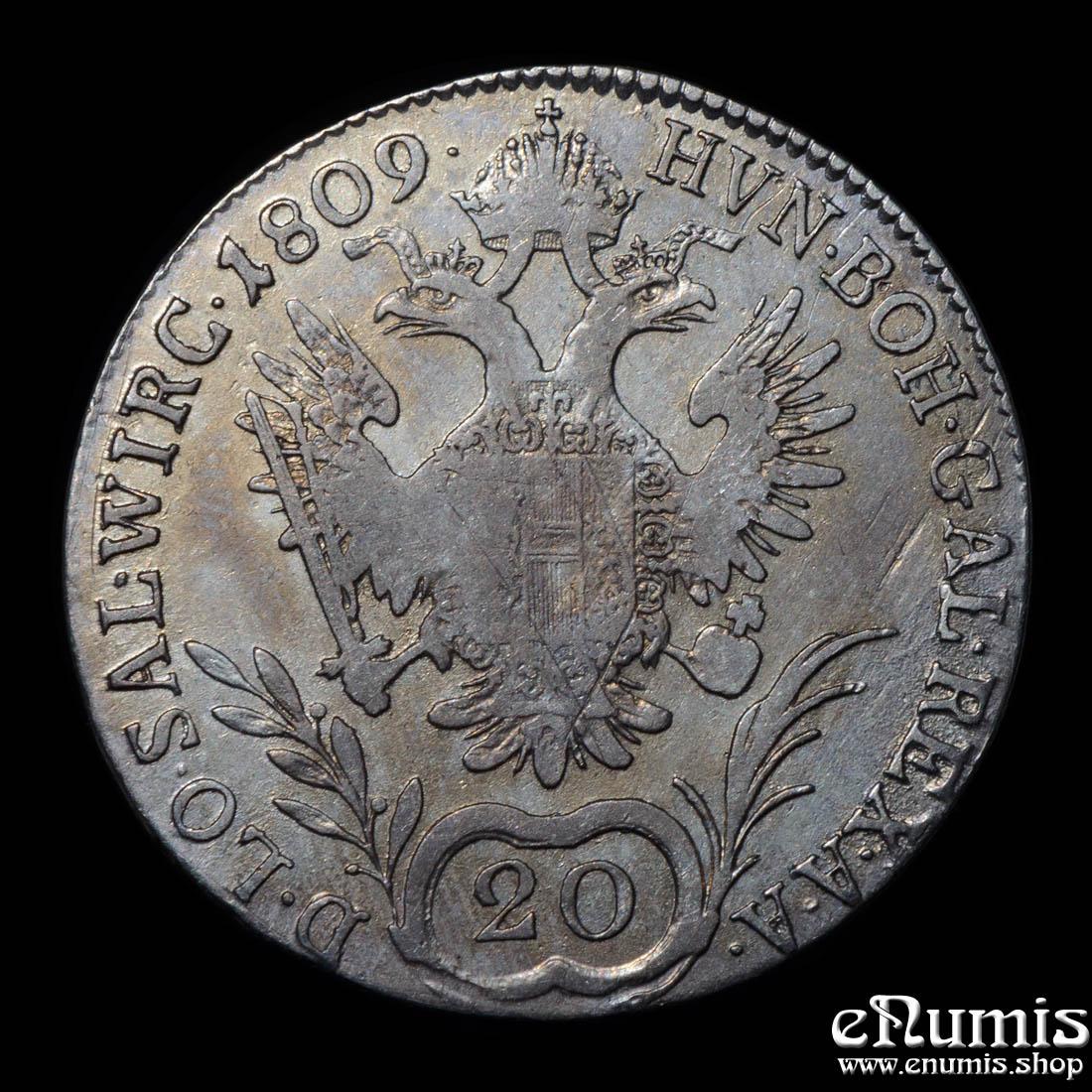AUSTRIA, Franz I, 20 Kreuzer 1809 C, Prague, aXF AUSTRIA, Franz I, 20 Kreuzer 1809 C, Prague, aXF