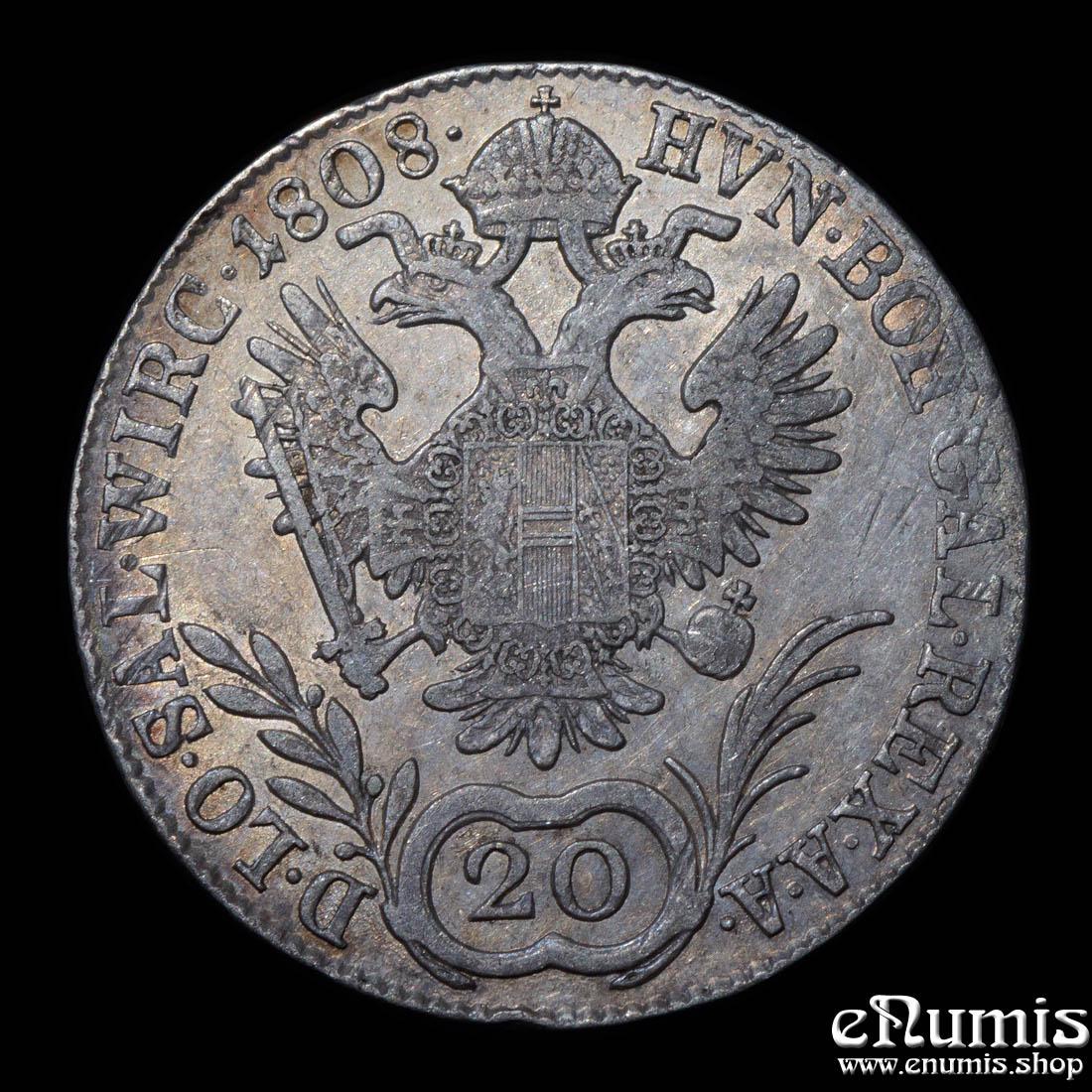 AUSTRIA, Franz I, 20 Kreuzer 1808 A, Vienna, aXF/XF