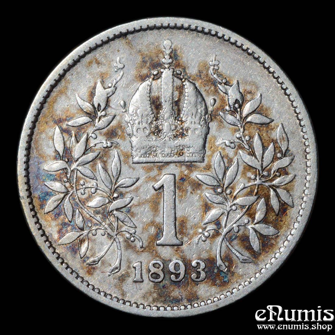 AUSTRIA, Franz Joseph I, 1 Corona 1893, VF