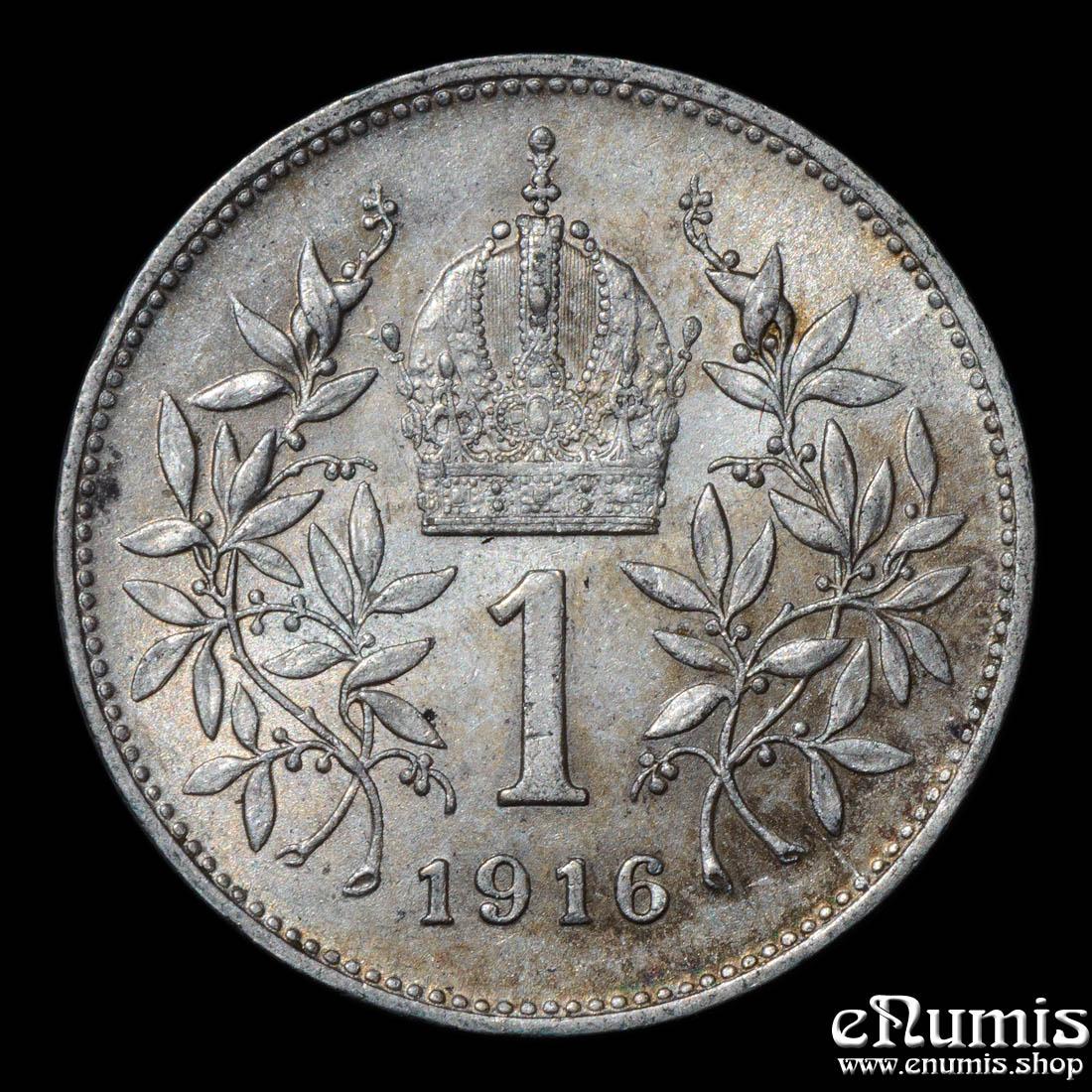 AUSTRIA, Franz Joseph I, 1 Corona 1916, aUNC/UNC