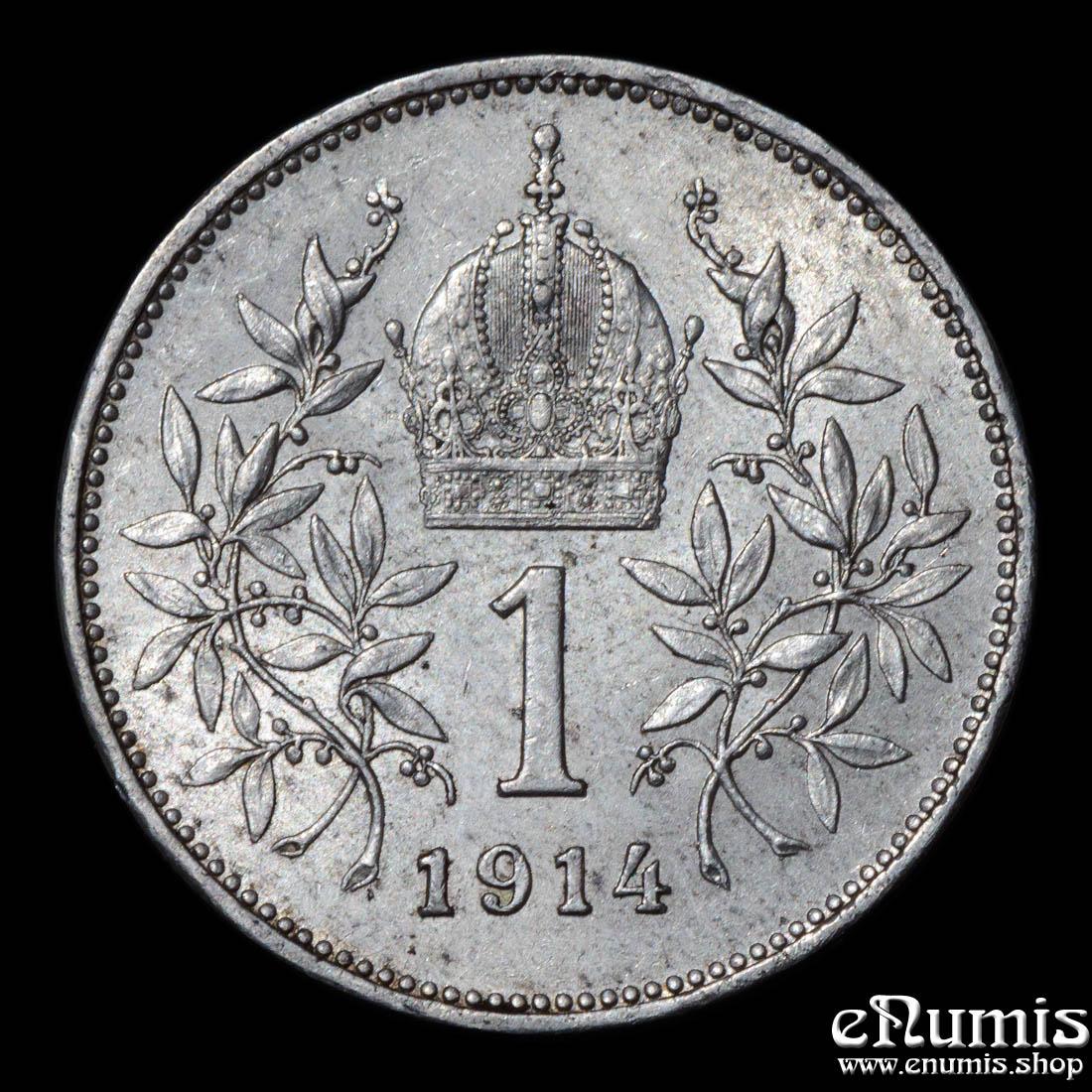AUSTRIA, Franz Joseph I, 1 Corona 1914, aUNC/UNC