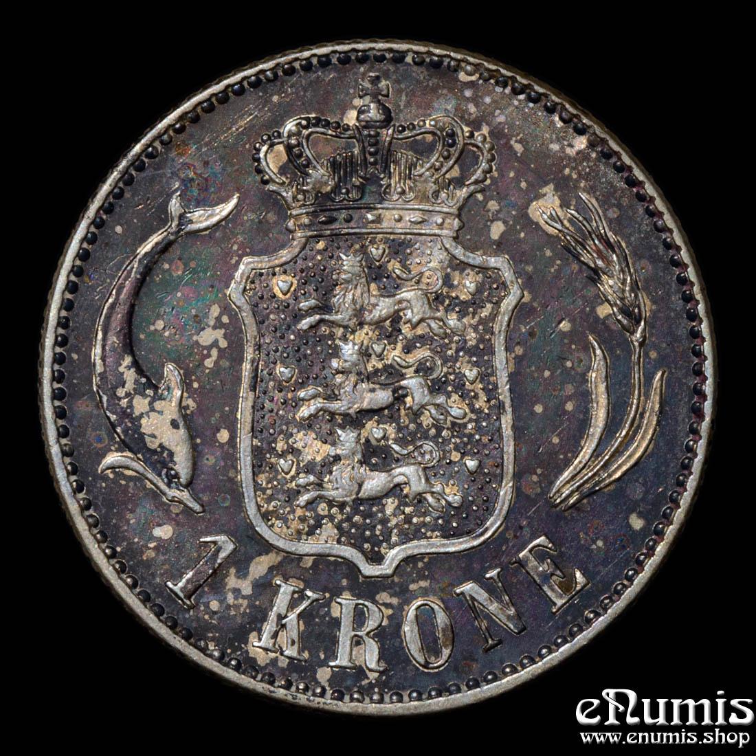 DENMARK, Christian X, 1 Krone 1915, toned, XF+