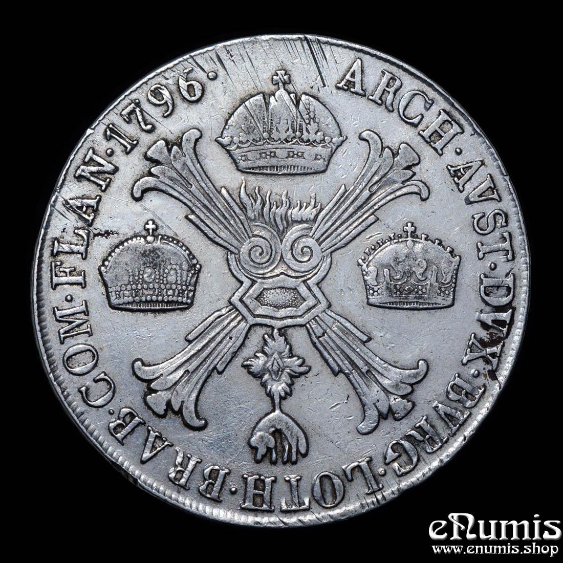 AUSTRIA, Franz II, Taler Crocione 1796 M, Milan, VF+