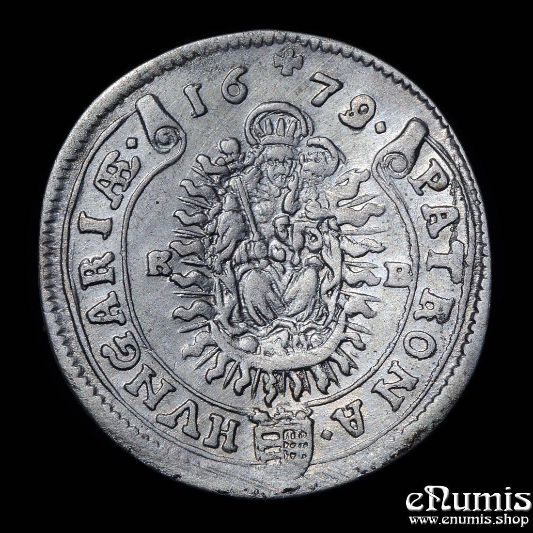 AUSTRIA, HUNGARY, Leopold I, 15 Kreuzer Krajcár 1679 /8 KB, Kremnitz, VF-XF