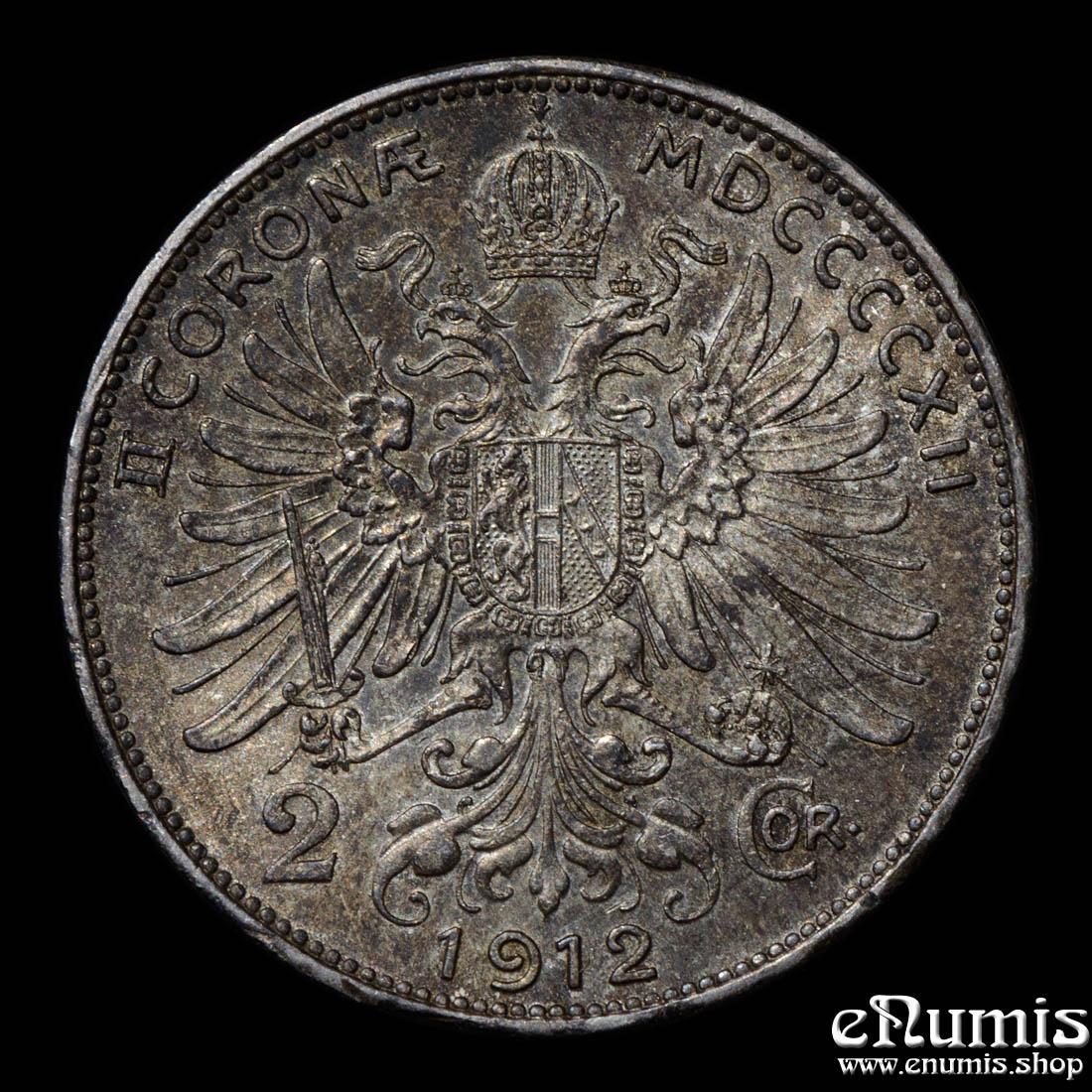AUSTRIA, Franz Joseph I, 2 Corona 1912, toned, aUNC/UNC AUSTRIA, Franz Joseph I, 2 Corona 1912, toned, aUNC/UNC