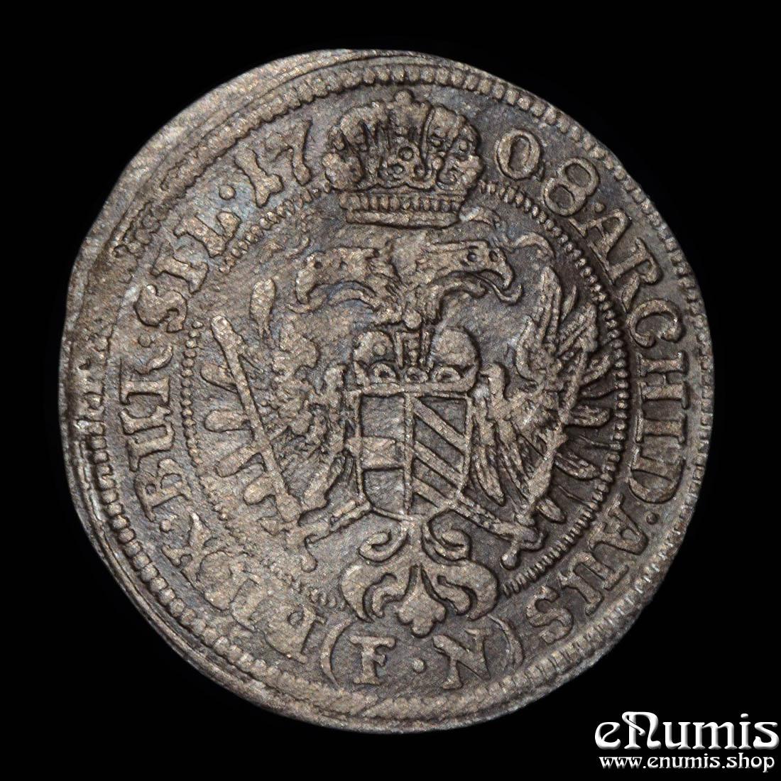 AUSTRIA, Silesia, Joseph I, 3 Kreuzer 1708, Breslau, XF+