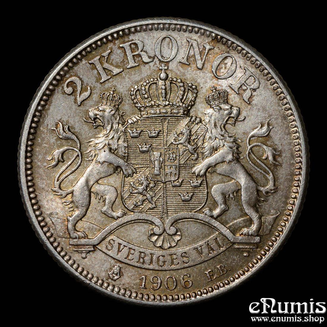 SWEDEN, Oscar II, 2 Kronor 1906, aUNC/UNC SWEDEN, Oscar II, 2 Kronor 1906, aUNC/UNC