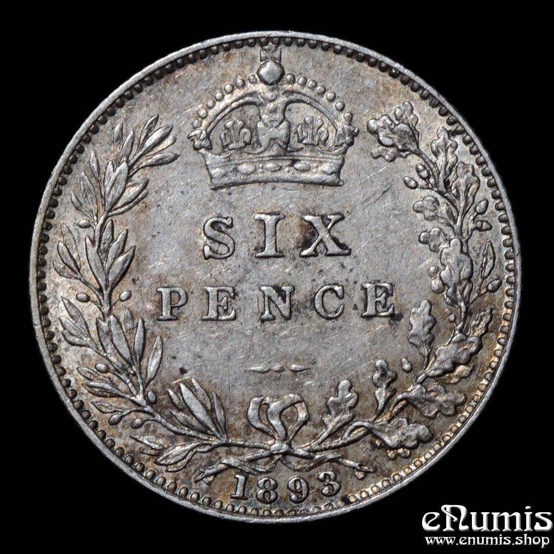 Great Britain, Victoria, Sixpence 1893, XF+ Great Britain, Victoria, Sixpence 1893, XF+