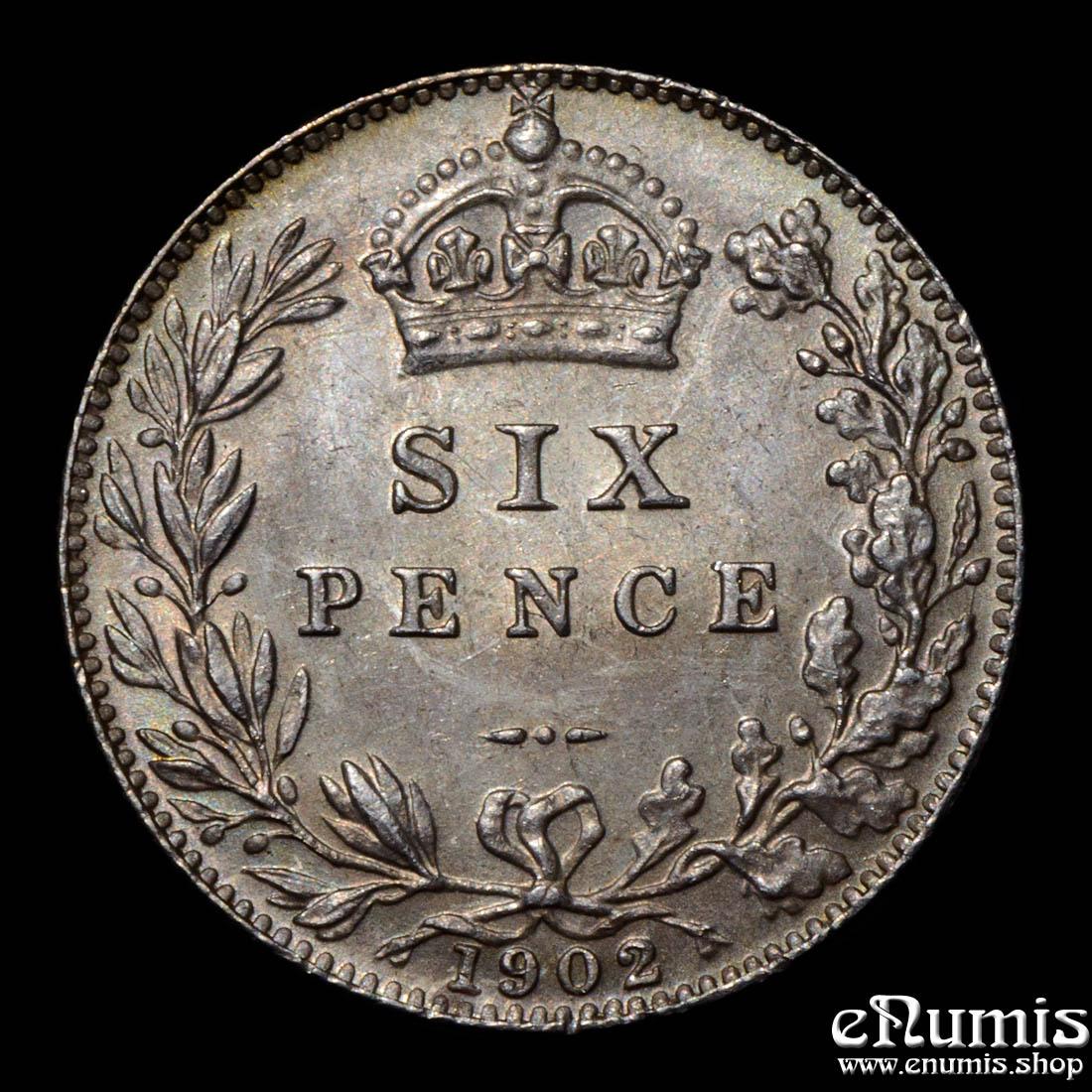 Great Britain, Edward VII, Sixpence 1902, UNC