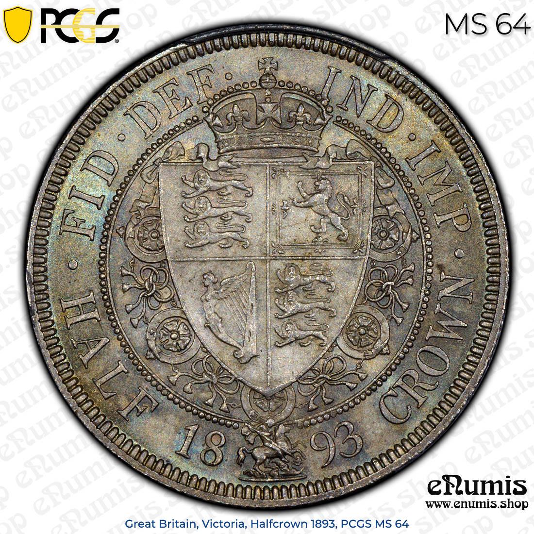 Great Britain, Victoria, Halfcrown 1893, PCGS MS 64 Great Britain, Victoria, Halfcrown 1893, PCGS MS 64