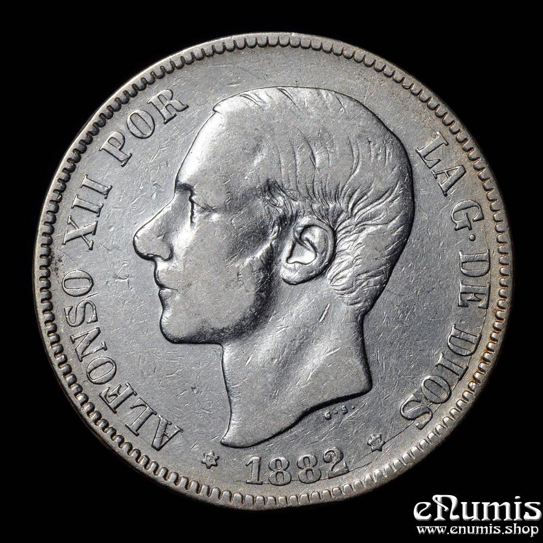SPAIN, Alfonso XII, 5 Pesetas 1882/1 MS-M, VF+