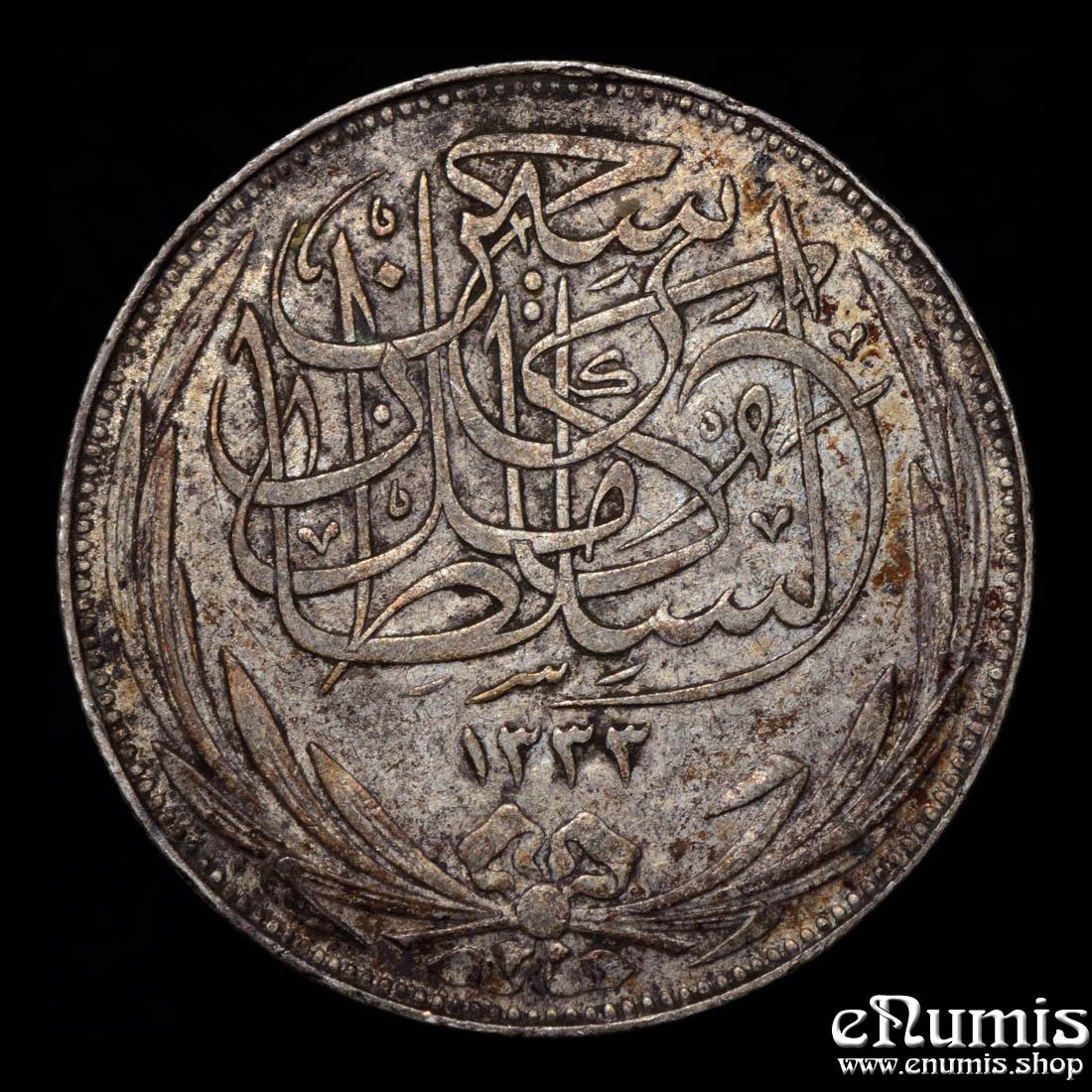 EGYPT, British Protectorate, Hussein Kamil, 5 Piastres 1917 H, XF