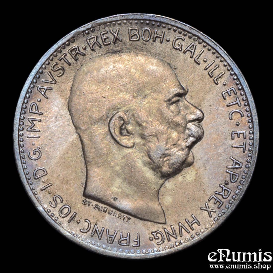 AUSTRIA, Franz Joseph I, 1 Corona 1913, toned, aUNC