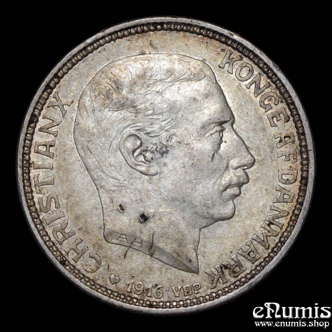 DENMARK, Christian X, 2 Kroner 1916 VBP AH, toned, aUNC DENMARK, Christian X, 2 Kroner 1916 VBP AH, toned, aUNC