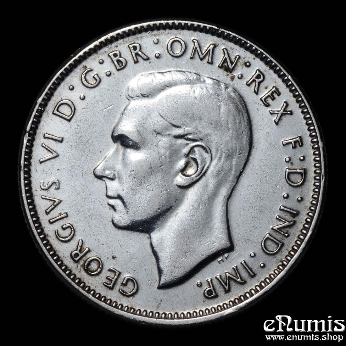 AUSTRALIA, George VI, Florin 1947, silver, Variety!, VF-XF