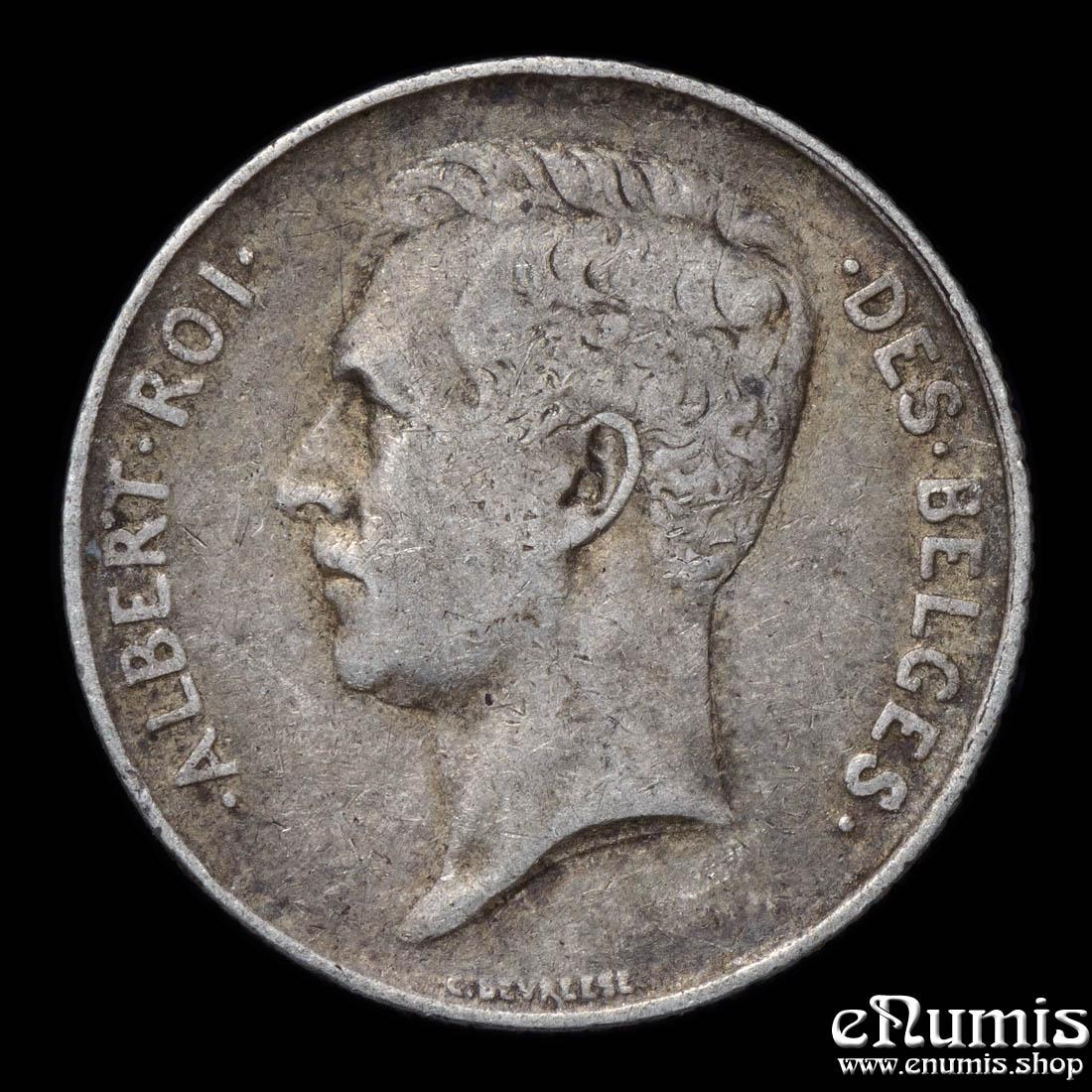BELGIUM, Albert I, 1 Franc 1911, DES BELGES, VF+