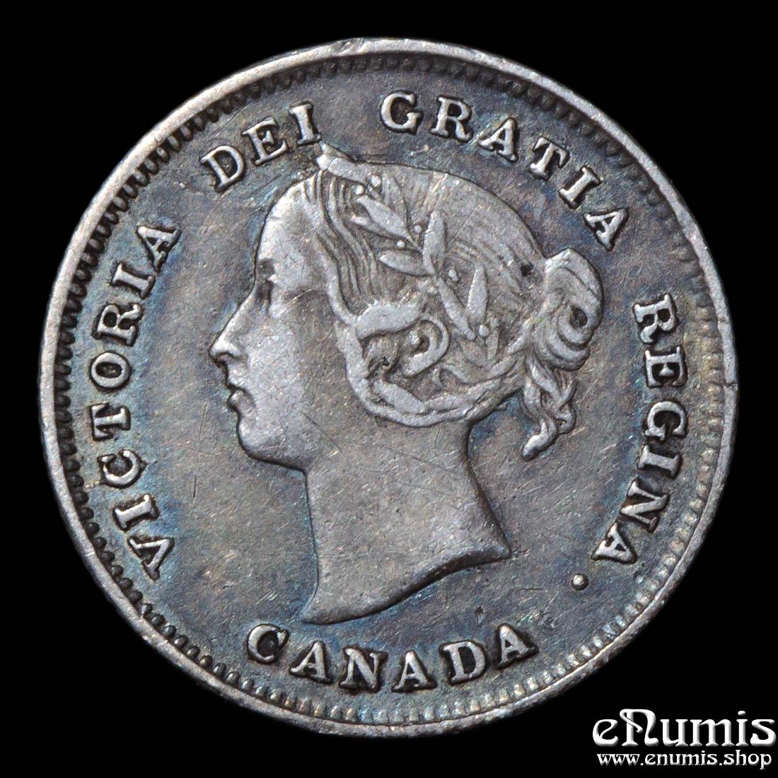 CANADA, Victoria, 5 Cents 1891, toned, aXF