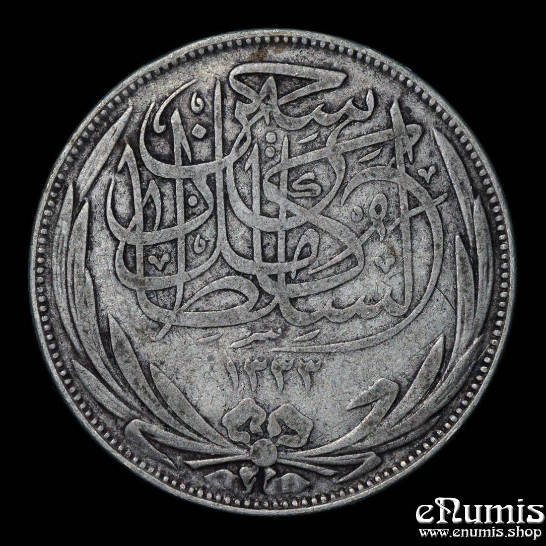 EGYPT, British Protectorate, Hussein Kamil, 5 Piastres 1917 H, VF+