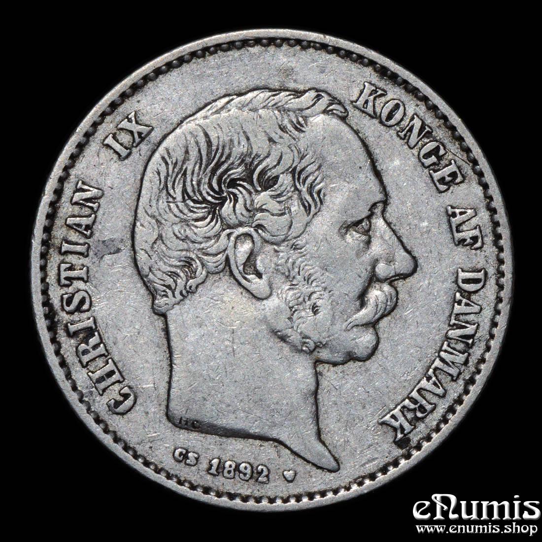 DENMARK, Christian IX, 1 Krone 1892, VF