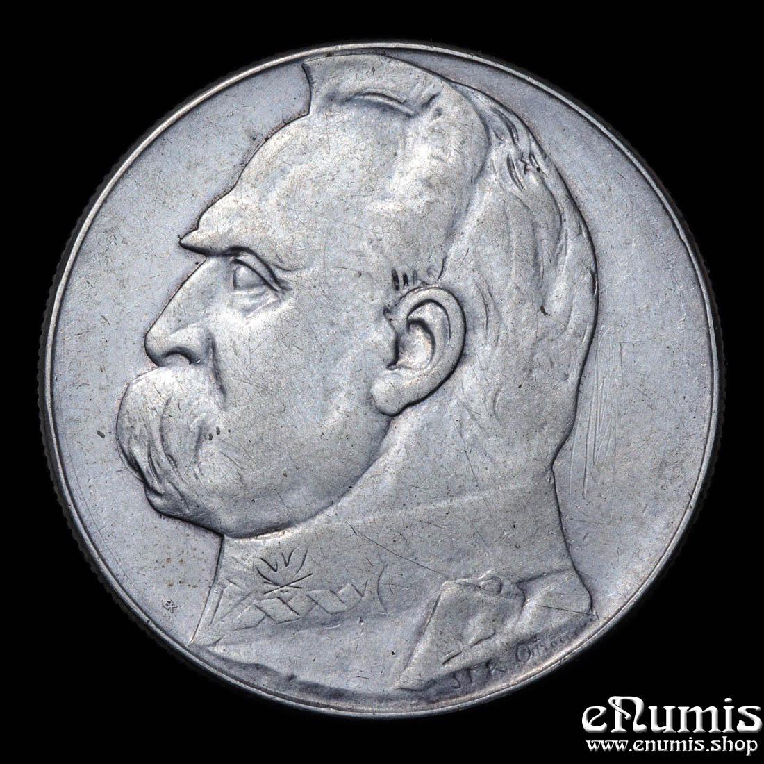 POLAND, 10 Zlotych 1936, Pilsudski, VF-XF