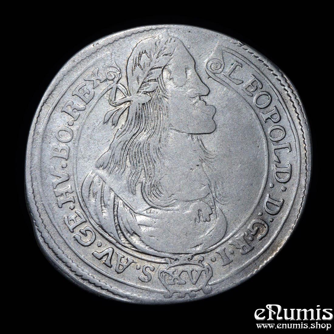 AUSTRIA, HUNGARY, Leopold I, 15 Kreuzer Krajcár 1663 KB, Kremnitz, VF+