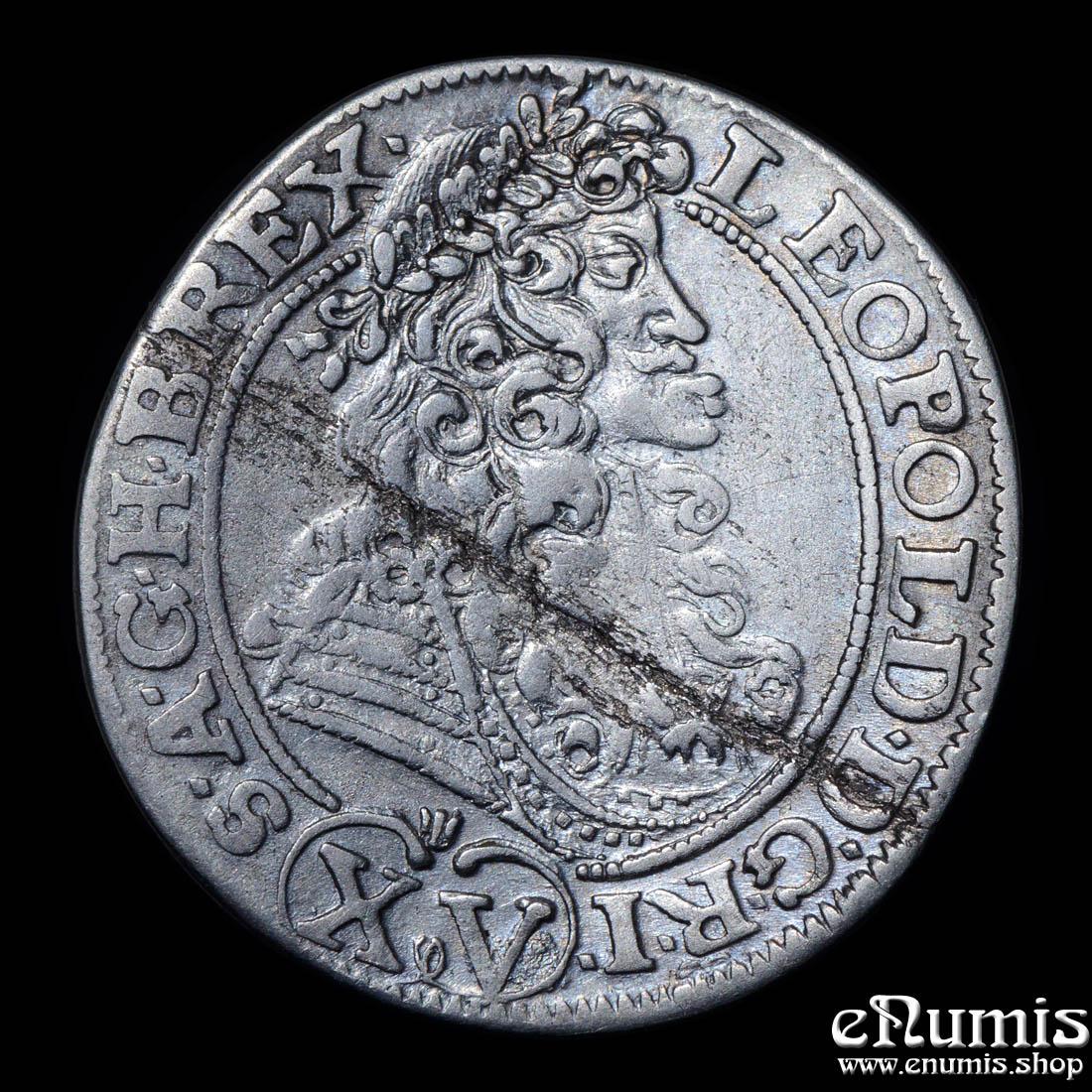 AUSTRIA, HUNGARY, Leopold I, 15 Kreuzer Krajcár 1690 KB, Kremnitz, VF+