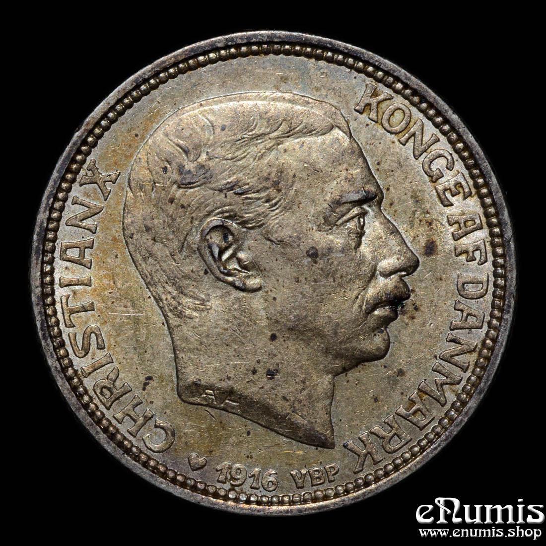 DENMARK, Christian X, 2 Kroner 1916 VBP AH, aUNC/UNC DENMARK, Christian X, 2 Kroner 1916 VBP AH, aUNC/UNC