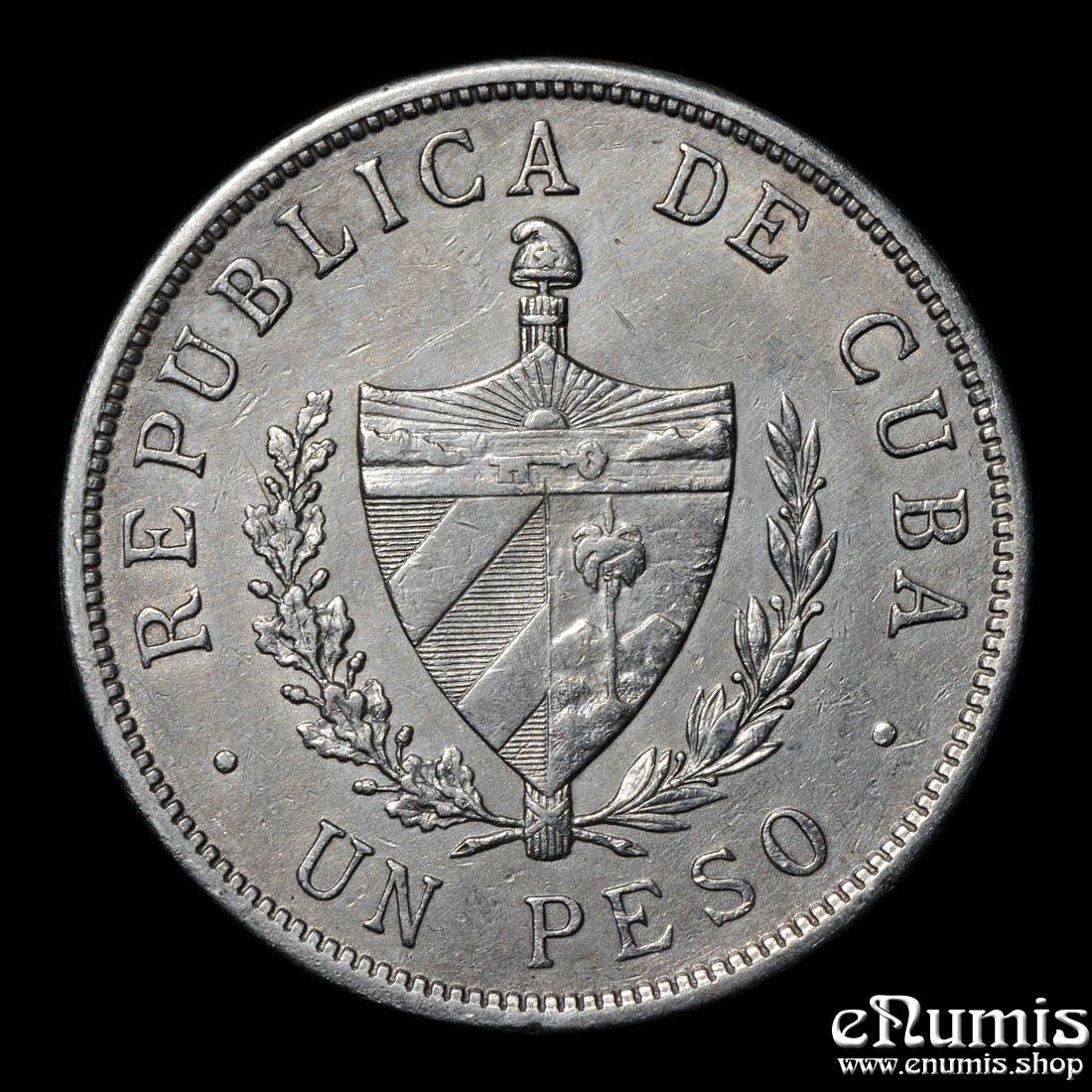 CUBA, 1 Peso 1934, silver, XF+