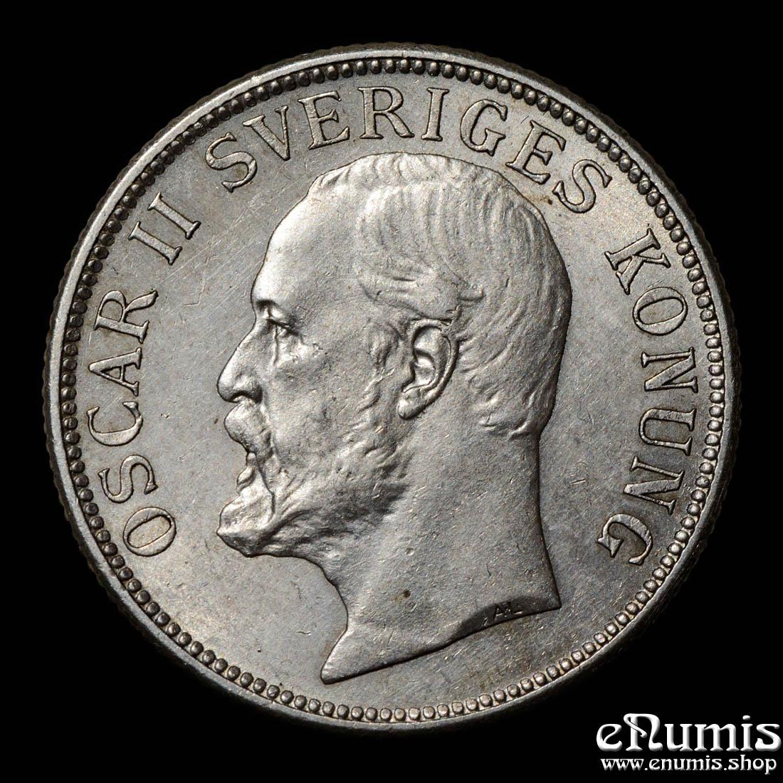 SWEDEN, Oscar II, 2 Kronor 1906, aUNC/UNC SWEDEN, Oscar II, 2 Kronor 1906, aUNC/UNC