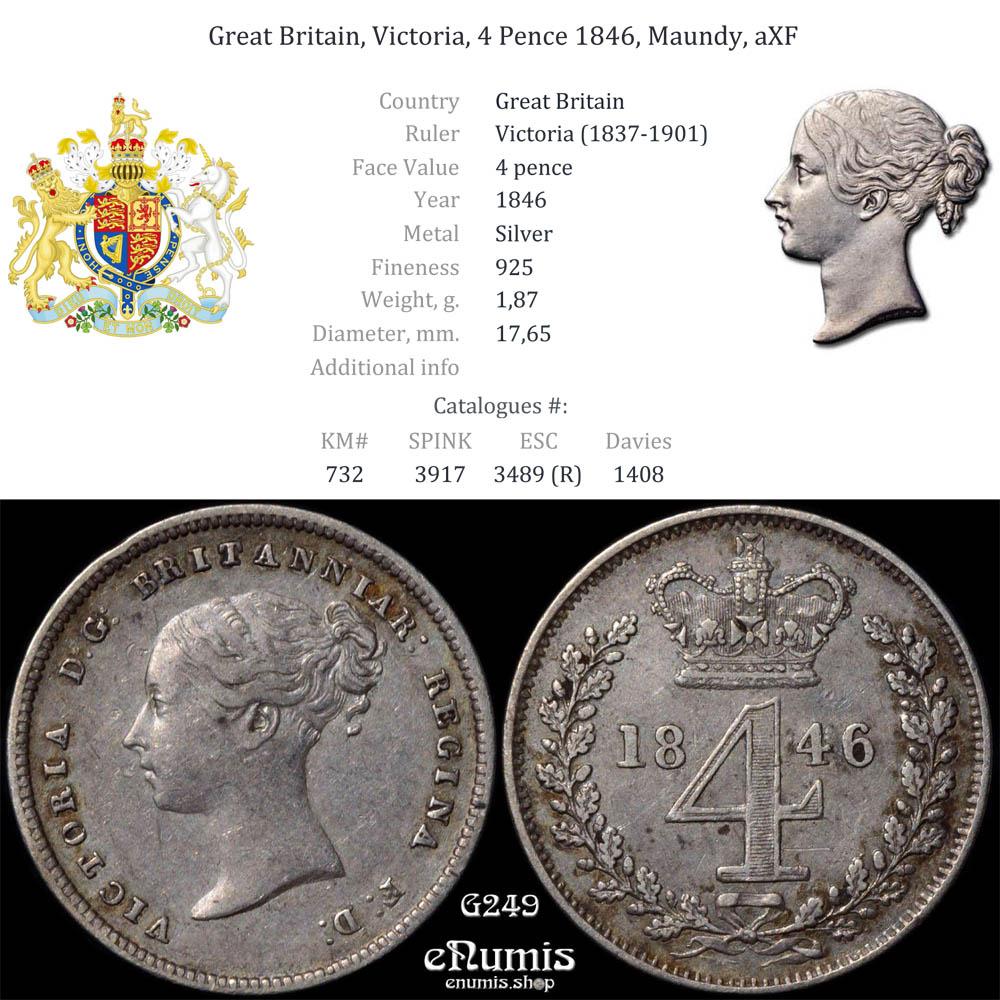 Great Britain, Victoria, 4 Pence 1846, Maundy, aXF