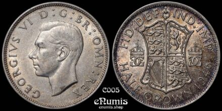 Great Britain, George VI, Halfcrown 1946, silver, toned, aUNC/UNC