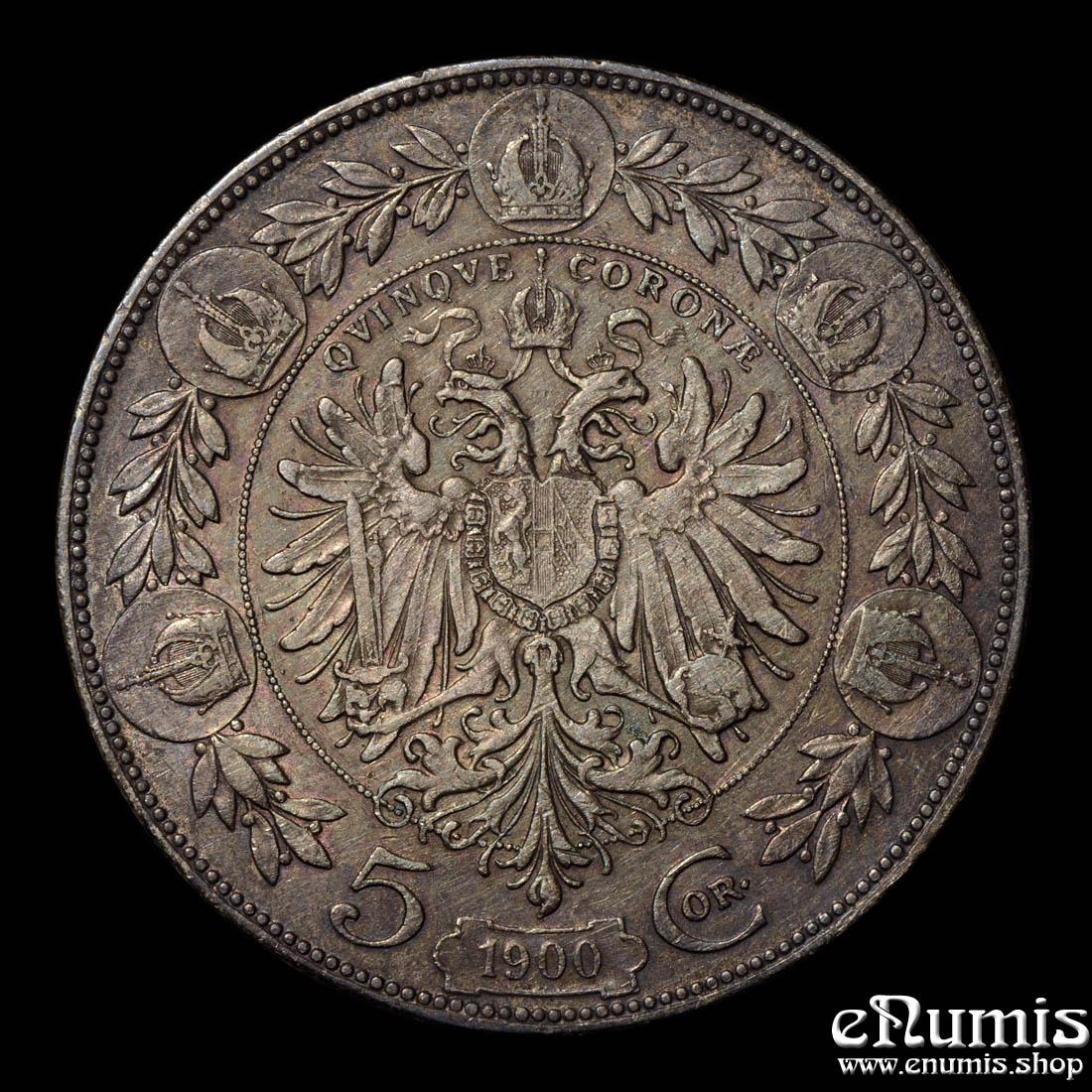 AUSTRIA, Franz Joseph I, 5 Corona 1900, VF/VF+