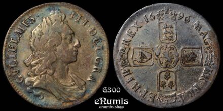 Great Britain, William III, Crown 1696, OCTAVO, First Bust, VF+