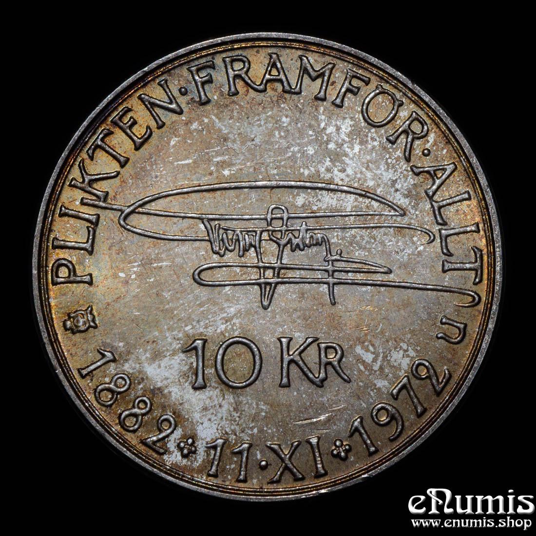 SWEDEN, Gustaf VI Adolf, 10 Kronor 1972, 90th Birthday, toned, UNC