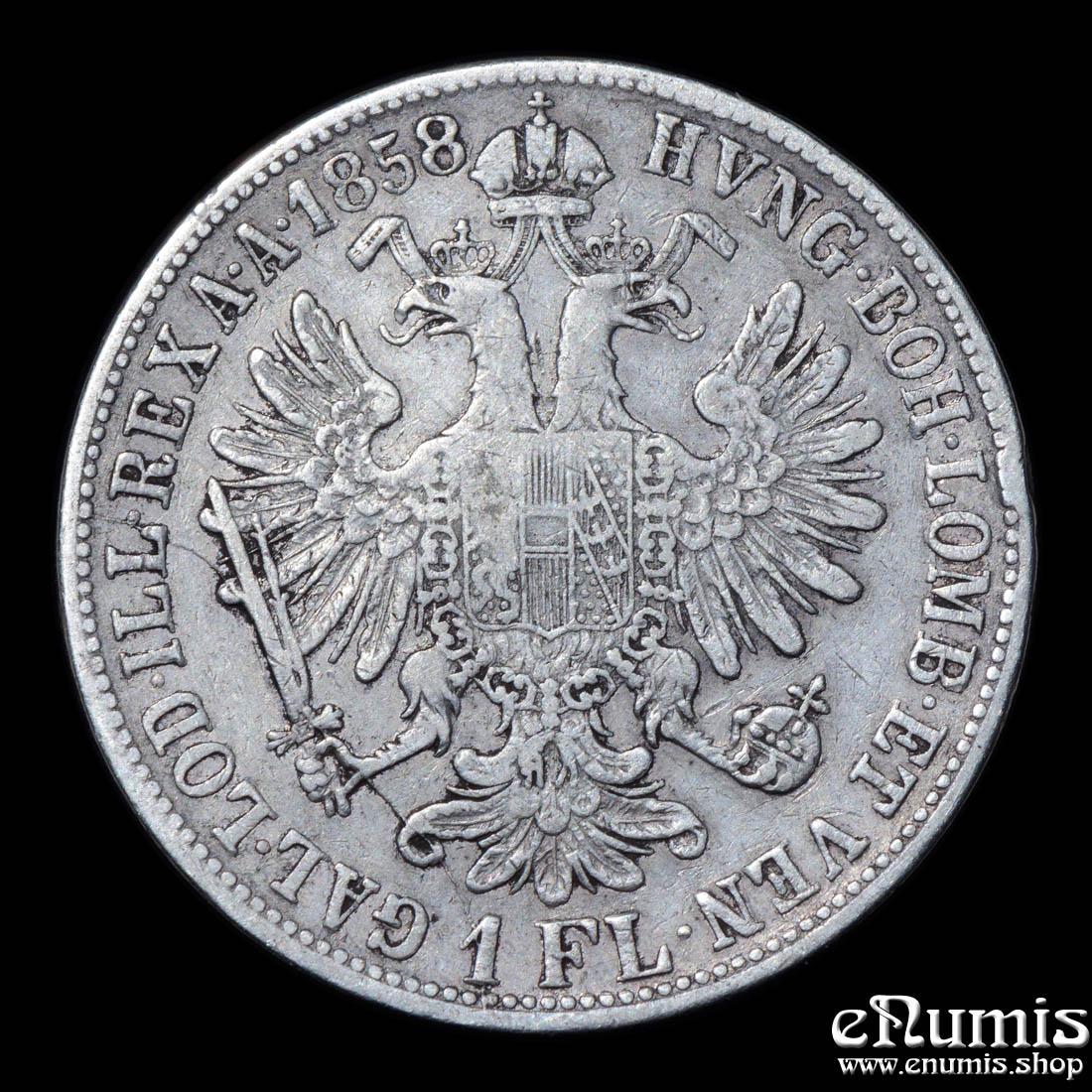 AUSTRIA, Franz Joseph I, 1 Florin Gulden 1858 V, Venice, scarce, aVF