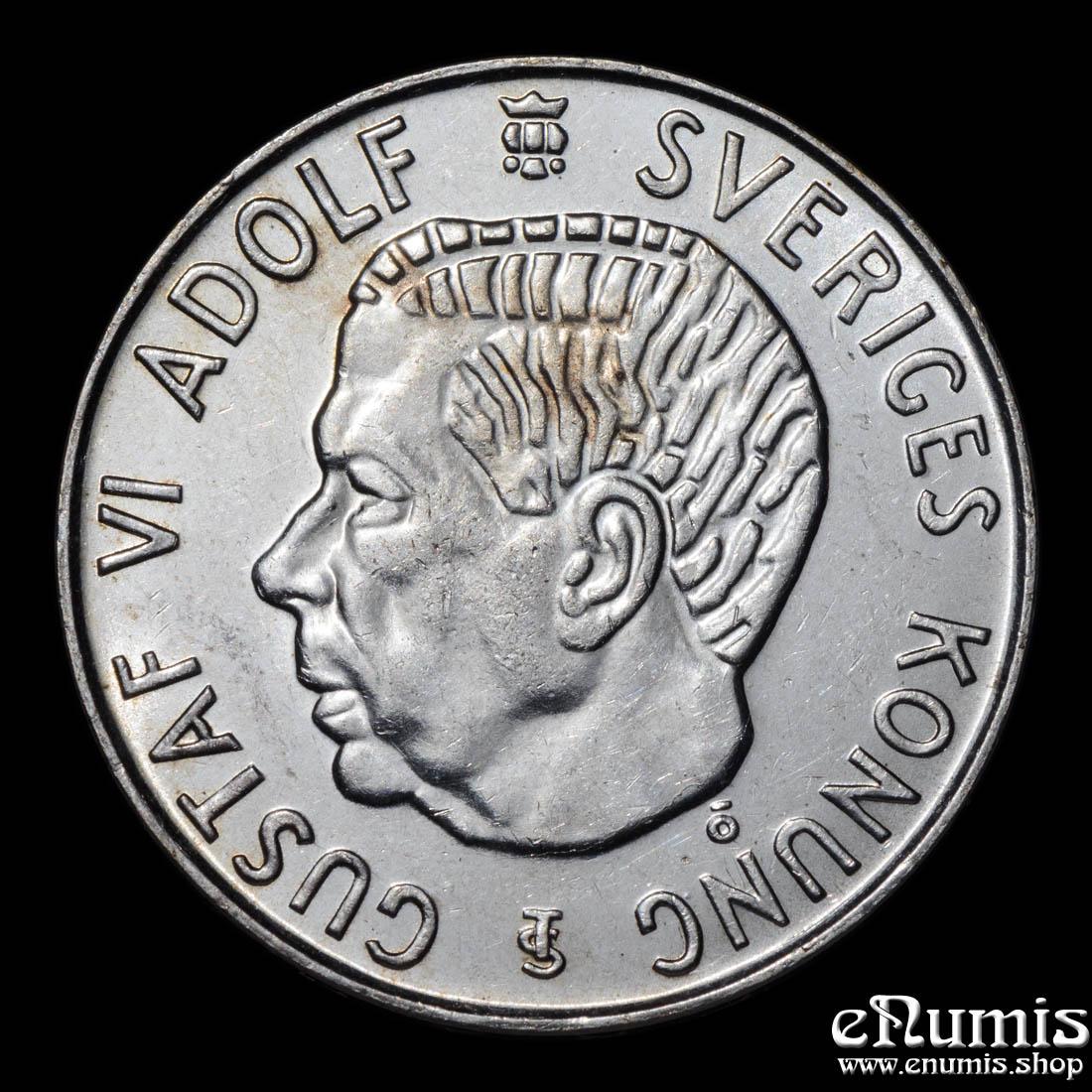 SWEDEN, Gustaf VI Adolf, 5 Kronor 1955, silver, UNC