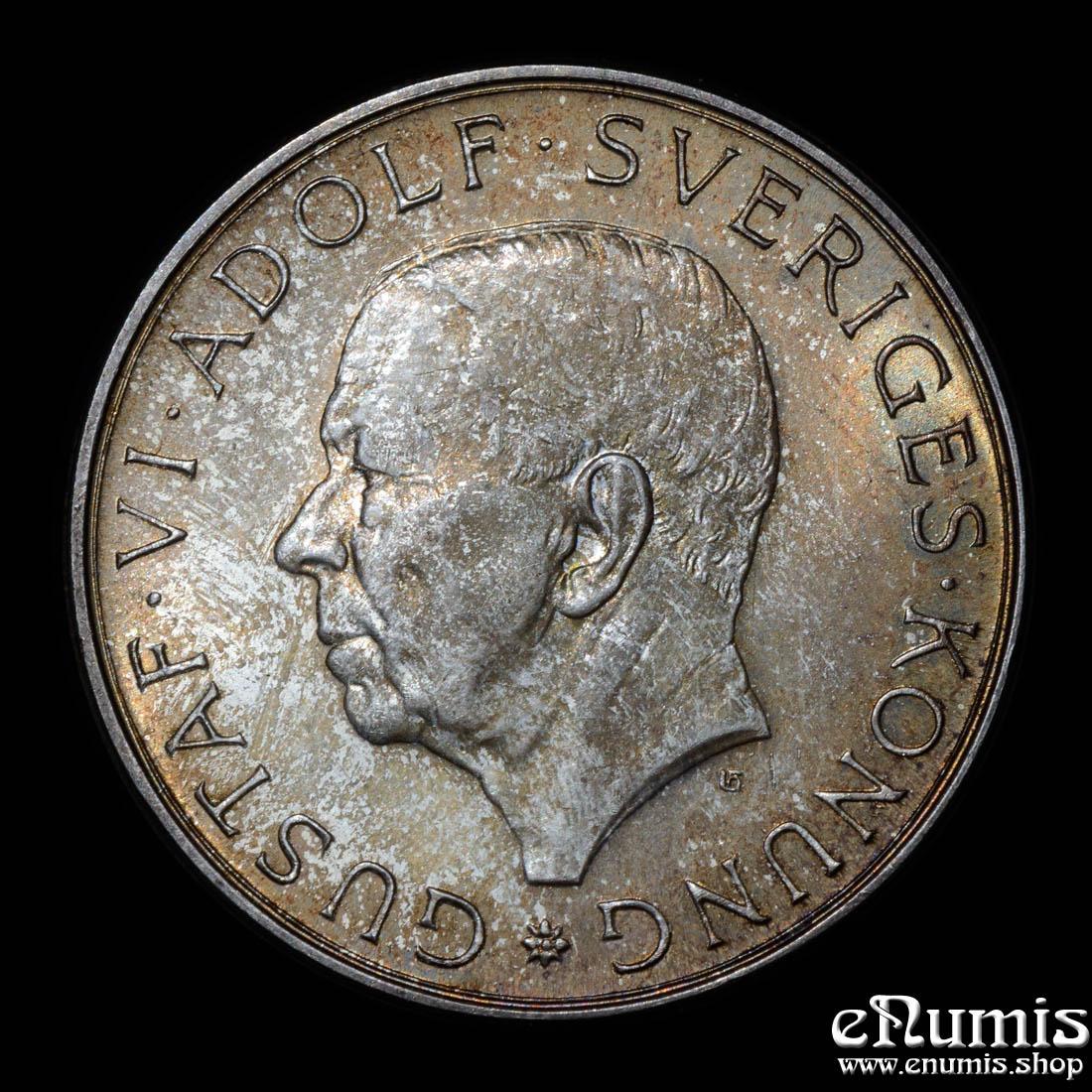 SWEDEN, Gustaf VI Adolf, 10 Kronor 1972, 90th Birthday, toned, UNC