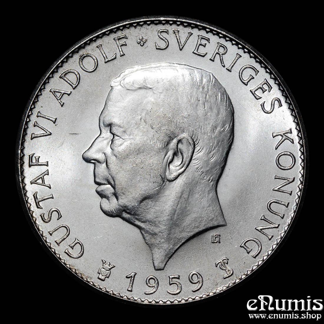 SWEDEN, Gustaf VI Adolf, 5 Kronor 1959, Constitution Sesquicentennial, UNC SWEDEN, Gustaf VI Adolf, 5 Kronor 1959, Constitution Sesquicentennial, UNC