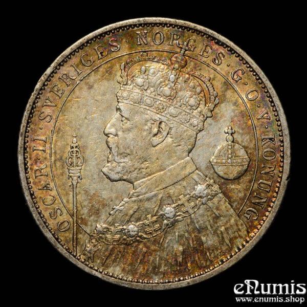 SWEDEN, Oscar II, 2 Kronor 1897, Silver Jubilee, XF
