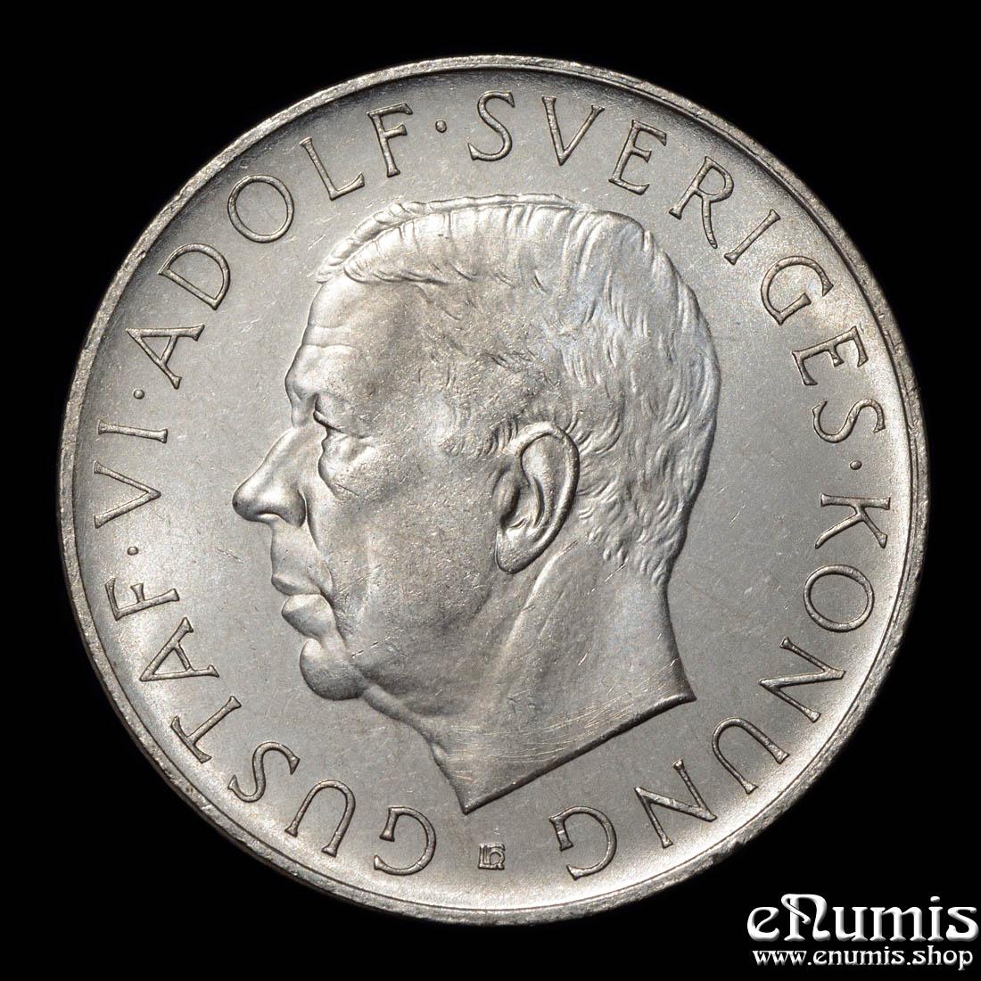 SWEDEN, Gustaf VI Adolf, 5 Kronor 1952, 70th Birthday, UNC
